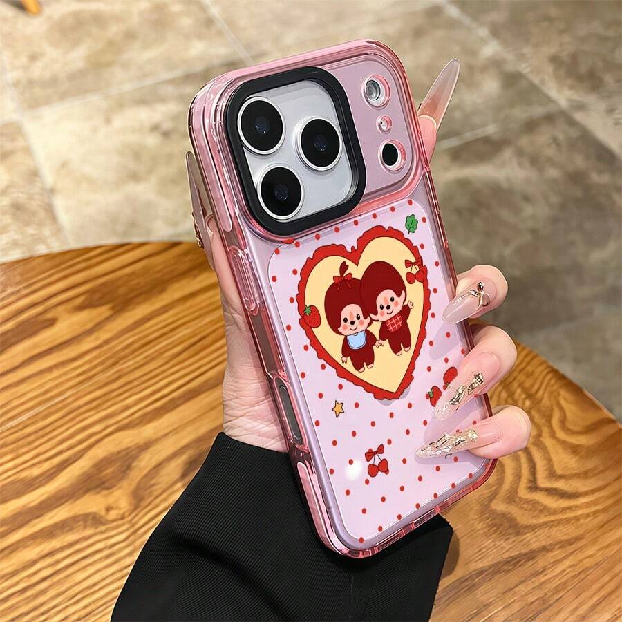 インスタ風 ワンポイント レディース スマホケース 17pro Max/17pro/17/11/12/13/14/15/15Pro/15PluS/15Pro Max/16/16Pro/16PluS/16Pro Max/MIN/X/XR 対応  デュアルカラー TPU 傷防止 衝撃吸収 パーティー用  インスタ映え 大人上品 プレゼント - 明粉 - チェックする 1