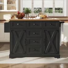 High-Quality Kitchen Island, Multifunctional Serving Cart With Wood Finish And Ample Storage Space, Mobile Sideboard, Kitchen Cart For Dining Room, Living Room, Kitchen, Black Color. - 黑色 - 查看 4