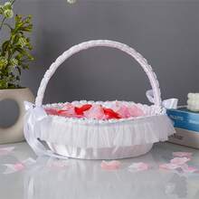 柳条编织大型花篮婚礼道具 - 北方伴娘婚车鲜花撒花蕾丝花篮婚礼用品 - A - 查看 8