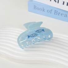 1pc Cute Fresh Semi-Circle Ocean Element Blue Hair Clip, Niche Design Fashionable Hair Claw, Suitable For Beach Vacation, Outdoor, Daily Outing Hair Styling Accessories, Minimalist Sweet Style Hair Accessory For Women,Festival,Party - Multicolor - View 11