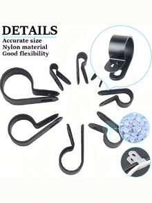 30pcs Black Nylon R-Type Cable Clips - Plastic P-Type Clips For Cable Management, Ideal For Wires And Bundling, Cable Tidy, Cable Organization, Fashionable Design, Sturdy - Black - View 8