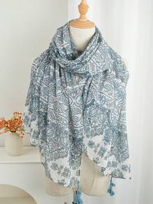 1pc Women's Ditsy Floral Printed Scarf, 180*85cm Shawl, Four Seasons Headscarf, Fashion Long Scarf, Luxury Air Conditioning Shawl, Suitable For Travel And Daily Use, Beach Towel, Casual Polyester Fiber,Holiday - Multicolor - View 2