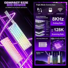 Mini60 HE PRO Mechanical Keyboard, 61 Keys Mini Layout, 3-Mode Wireless (Bluetooth/2.4GHz/Wired), Hot-Swappable Switches, RGB Backlit, Ultra-Low Latency, Suitable For PC/Laptop Gaming - View 4