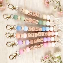 1pc Customized Keychain, Heart-Shaped Charm, Macaron Color Beaded, Mother's Day Gift, Handmade Gift, Bag Decor, Personalized Name Keychain - Heart Keychain - View 5