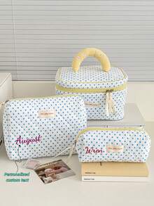 Personalized Custom 2026 New Lemon Polka Dot Makeup Bag Summer Fresh Stylish Versatile Large Capacity Handheld Travel Kit Niche Design Gift - Multicolor - View 1