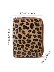Double Zipper Card Bag Id Holder Caredit Card Holder Cute Purse Leopard Print Short Wallet Woman Coin Purse Coin Pouch,Wallet For Women - Multicolor - View 2