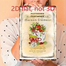 Vintage French Patisserie Maison Clément Print 2D Flat Aluminum Tin Sign, 20cm*30cm Retro Teapot Fruit Pattern Decorative Iron Painting Wall Art For Kitchen Cafe Home Decor - Multicolor(多色) - 查看 4