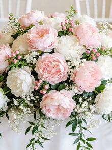 3 piezas de flores artificiales de peonía en blanco y rosa, adecuadas para decoración del hogar, accesorios de fotografía, decoración de bodas, ramos de novia, Día de San Valentín, decoración navideña, flores artificiales, decoración de primavera, decoración del hogar y la oficina, arreglos florales, centro de mesa artificial, decoración de jardín al aire libre, regalo de boda para la novia, decoración de fiestas - Multicolor - Ver 4