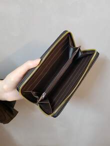 Black Quilted Zipper Wallet, Large Capacity Clutch Purse For Phone & Cards - Multicolor - View 4