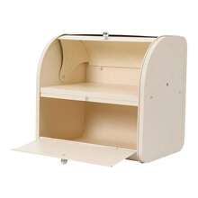 2-Tier Bread Bin Metal Bread Box Holder For Kitchen Bread Storage Containers With Roll Top, Bread Container For Kitchen Countertop, Space Saving, Cream White/ Black - Black - View 10