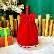 Valentine's Day Bottle Covers Decoration:  Wine Bottle Dress For Santa Theme Xmas New Year Dining Table Decor And Party Gift - -Màu đỏ- - Xem 7