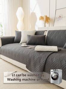1pc Geometric Pattern Quilted Pet Sofa Cover, Non-Slip Scratch-Resistant Pet Sofa Protector, Stain-Resistant Furniture Cover, Suitable For Cats And Dogs, All Season Decorative Sofa Slipcover - Dark Grey - View 8