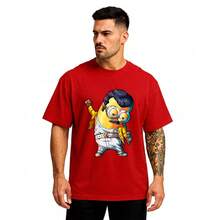 Camiseta Oversized  100% Algodão Premium Masculino Dia a dia - Vermelho - Visão 2