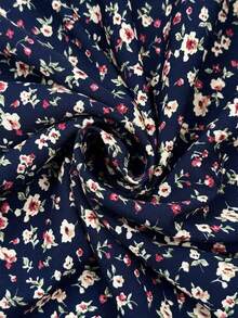 Elaquor Vestido casual de verano con cuello redondo, abertura alta y estampado floral de margaritas en patchwork para mujer talla grande - Azul marino - Ver 7