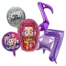 Globos decorativos autorizados del tema del grupo de chicas de K-Pop Witch Girl para fiesta de cumpleaños, conjunto de decoración de globos para fiesta de cumpleaños de niña, festival de música, incluye globos de papel de aluminio morados y globos con números, adecuado para decoraciones de mesa de pastel de bautizo de bebé, juguetes de globos - TZQQ - Ver 11