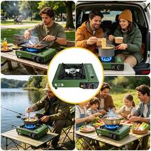 Portable Butane Stove, Compact Outdoor Camping Burner With A Carrying Case And Windproof Design, And Fuel-Efficient Performance. An Outdoor Camping Stove Set Ideal For Cooking, Hiking, Survival Gear, And Emergencies. - 紅色 - 查看 4