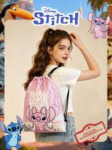 1 Ba lô dây rút in hình Stitch/Thiên thần của Disney, chất liệu nylon nhẹ, thích hợp cho thể thao, du lịch, tập thể dục, phụ kiện thời trang, dành cho bé gái/thiếu niên/trẻ em, đi học, chơi thể thao, du lịch và sử dụng hàng ngày. - Nhiều màu - Xem 7