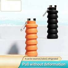 Portable Collapsible Water Bottle - Lightweight Silicone Bottle 500ml,  Leak-Proof And Foldable For Gym, Travel, Hiking, Camping, And Everyday Use (Black) - 黑色 - 查看 5