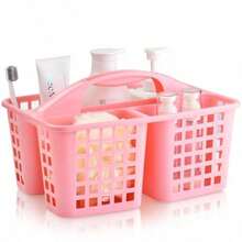 Plastic Shower Caddy Basket With Compartments Portable Divided Cleaning Supply Storage Organizer With Handle For College Dorm Bathroom - Pink - Hồng - Xem 7