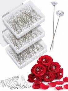 100/300pcs Faux Crystal Hair Clips, Suitable For Wedding Dress, Bouquet, Wig Decoration, Perfect For Various Holidays - Head Acupuncture - View 1