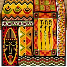 Camino de mesa africano, mantel con estampado geométrico abstracto afroamericano en negro, adecuado para decoración del hogar, cocina, mesa de comedor y fiestas - Multicolor - Ver 7