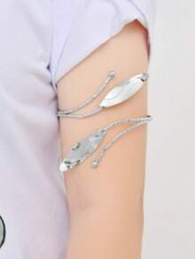 Brazalete personalizado, pulsera minimalista de moda, brazalete de metal exagerado de doble espiral y círculo de hoja de estilo punk - Brazalete - Ver 8