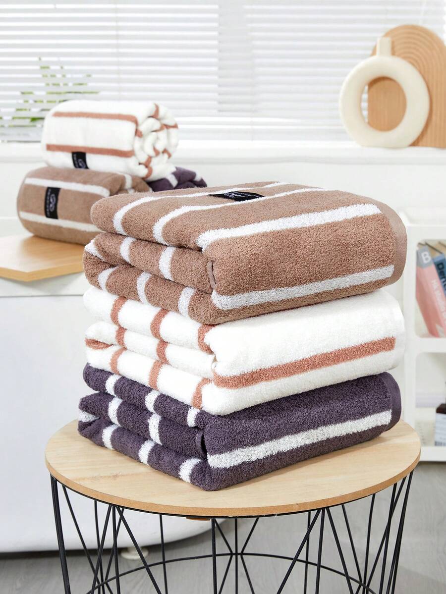 Handuk Mandi Katun, Tebal & Besar, Garis Vertikal Gelap, Cocok untuk Penggunaan di Rumah, Tersedia dalam Berbagai Ukuran, Barang Mewah untuk Penggunaan Sehari-hari, Kamar Mandi, Gym, Hotel, Hadiah Penting untuk Hari Valentine, Hari Ibu - MultiWarna - View 1