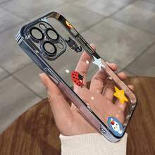 スマホケース TPUケース メッキ加工 レンズ保護カバー付き キャラクターイラスト 可愛いデザイン 大人可愛い 女子向け 柔らかTPU 全面保護 耐衝撃 カメラレンズ保護 17pro Max/17pro/17/11/12/13/14/15/15Pro/15PluS/15Pro Max/16/16Pro/16PluS/16Pro Max/MIN/X/XR 対応対応 インスタ映え プレゼント - 金色 - チェックする 5