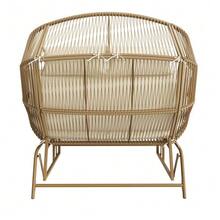 Two-Person Garden Rocking Chair, Hanging Patio Chair, Outdoor Egg-Shaped Hanging Chair, Rocking Chair, Garden Swing, Swings For Veranda, Garden, Balcony Or Terrace, Wood Color. - 自然色 - 查看 6