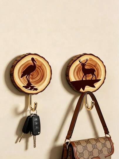 1 Piece / Cartoon Wooden Hook / Adhesive-Free Hook / Baby Room Storage Hook / Toy Storage Hook / Bathroom Hook, With Strong Adhesive / Can Be Attached To Marble / Wood / Glass / Tile / Metal Surfaces. Material: Wood