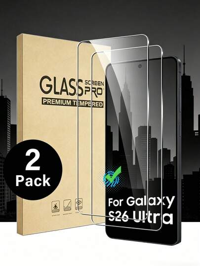 Android Phone Protector Mobile Screen Protector 2pcs Galaxy S26 Ultra Tempered Glass Screen Protector, High-Definition Transparent, Support Ultrasonic Fingerprint Unlock, Anti-Dust, Fit For Samsung Galaxy S26+/S26/S25 Ultra/S25+/S25/S24 Ultra/24 Plus/24/23/22/21 Mother's Day Gift