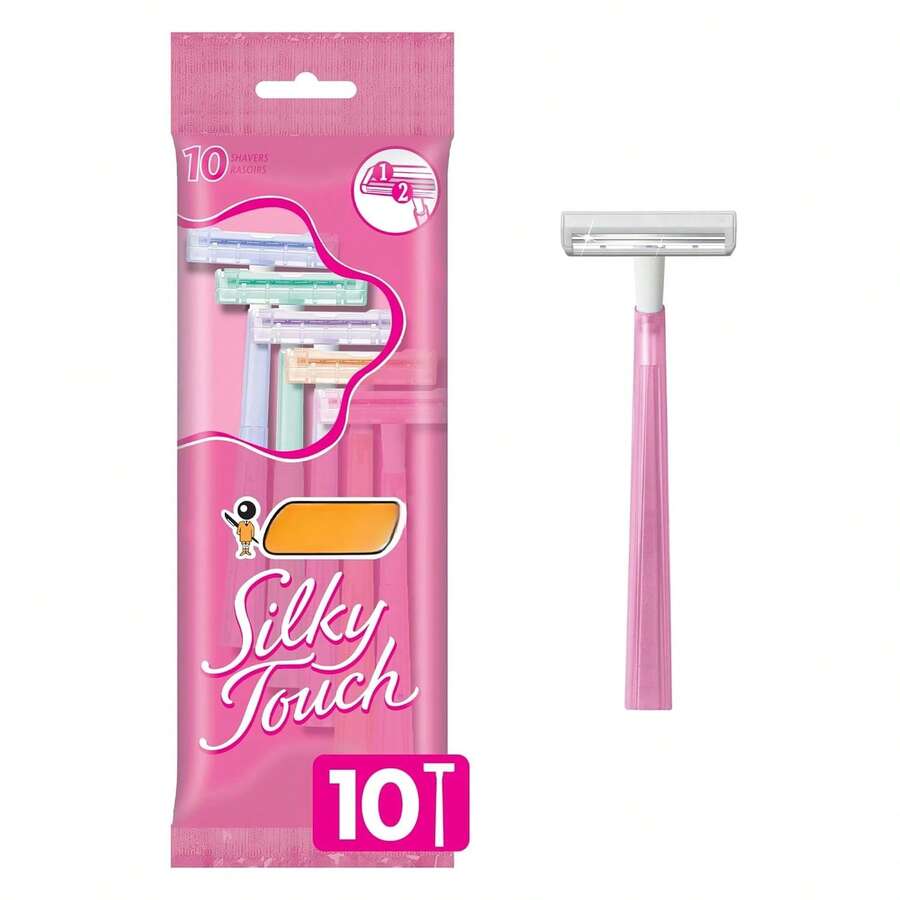 Silky Touch Women's Disposable Razors, With 2 Blades, Pretty Pastel Razor Handles, 10 Count Pack Of Shaving Razors - 10裝(1包) - 查看 1