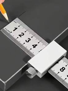 1pc/Set, Metal Steel Ruler 15/20/30cm Thick Woodworking, Student, For Precise Measurement Tool, Standard Aluminum Alloy Steel Ruler (Random Style),Rulers, Back To School - True Color - View 12