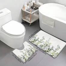 Bộ 3 thảm lót sàn phòng tắm in họa tiết, chống trượt, thấm hút tốt, hình chữ U. - Nhiều màu - Xem 15
