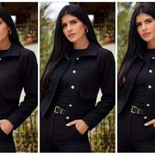 Women's Jacket, Winter Coat, Wool, Beaten Blazer, Cold Weather Fashion - Black - View 3