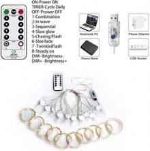 Curtain Lights With Remote Control And USB, Cool White LED String Lights, 300 Decorative LED Waterfall Curtain Lights - White - View 6
