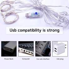 Curtain Lights With Remote Control And USB, Cool White LED String Lights, 300 Decorative LED Waterfall Curtain Lights - White - View 7