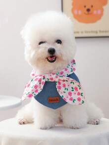 PETCIRCLE 1件宠物狗猫可爱小型犬幼犬户外时尚休闲浪漫可爱配饰玫瑰蝴蝶结围兜 - 彩色 - 查看 6