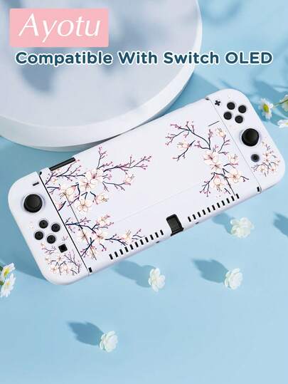 Ayotu Ốp bảo vệ máy Switch chủ đề hoa sen, phù hợp với Switch 2 (2025)/Switch NS/Switch OLED, có thể sử dụng trên đế sạc mà không cần tháo ốp, vỏ bảo vệ tay cầm chơi game đa năng, phụ kiện chơi game Switch, chống rơi và chống trầy xước, quà tặng mùa xuân lãng mạn/mùa tựu trường/ngày lễ tình nhân.