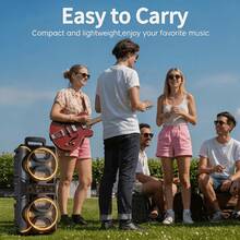 Cinolink Portable Bluetooth Speaker, Dual Subwoofers For Stereo Sound, Outdoor Party Speaker, Supports FM Radio, LED Multi-Color Lights, With Microphone, Supports TF/FM Radio/USB/AUX, Suitable For Home, Party, Travel, Christmas Party - 黑色 - 查看 10