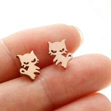 1Pair Fashion Cute Cat Small Earrings For Women Simple Pet Cat Charming Ear Piercing Accessories Jewelry - GED281 - View 8