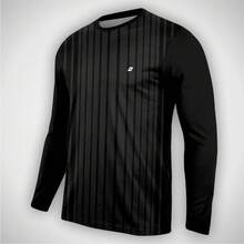 Men's Striped Long-Sleeved T-Shirt With A Boat Neck, Made From Basic Non-Stretch Polyester Knit Fabric, Regular Length. - Hockey - View 1