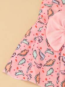 Lightweight Sweet Pet Dress Made Of Non-Elastic Polyester Fabric, Featuring Cartoon Pattern Print And Cute Bow Design. Suitable For Dogs To Wear, Also Can Be Used As Cat Summer Clothing. Perfect For Teddy Dogs To Wear All Year Round. This Style Uses Non-Elastic Material, Recommended To Choose 1-2 Sizes Larger Than Usual. - MultiWarna - View 5