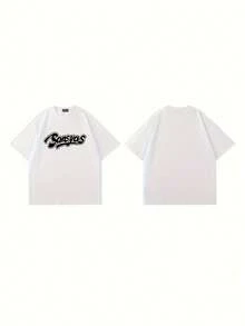 Camiseta de Algodón Puro Estilo Coreano Ajustada y Holgada de Manga Corta para Parejas, Estilo Americano OV5A - Blanco - Ver 2