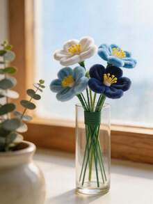523件套DIY蓝色毛根插花套装：手工制作的花朵非常适合装饰您的家或办公桌。这款蓝色主题套装包含您所需的所有材料——毛根、花蕊、花艺铁丝和胶带——是初学者的理想入门套装。它非常适合家居装饰或作为礼物。 - 彩色 - 查看 5