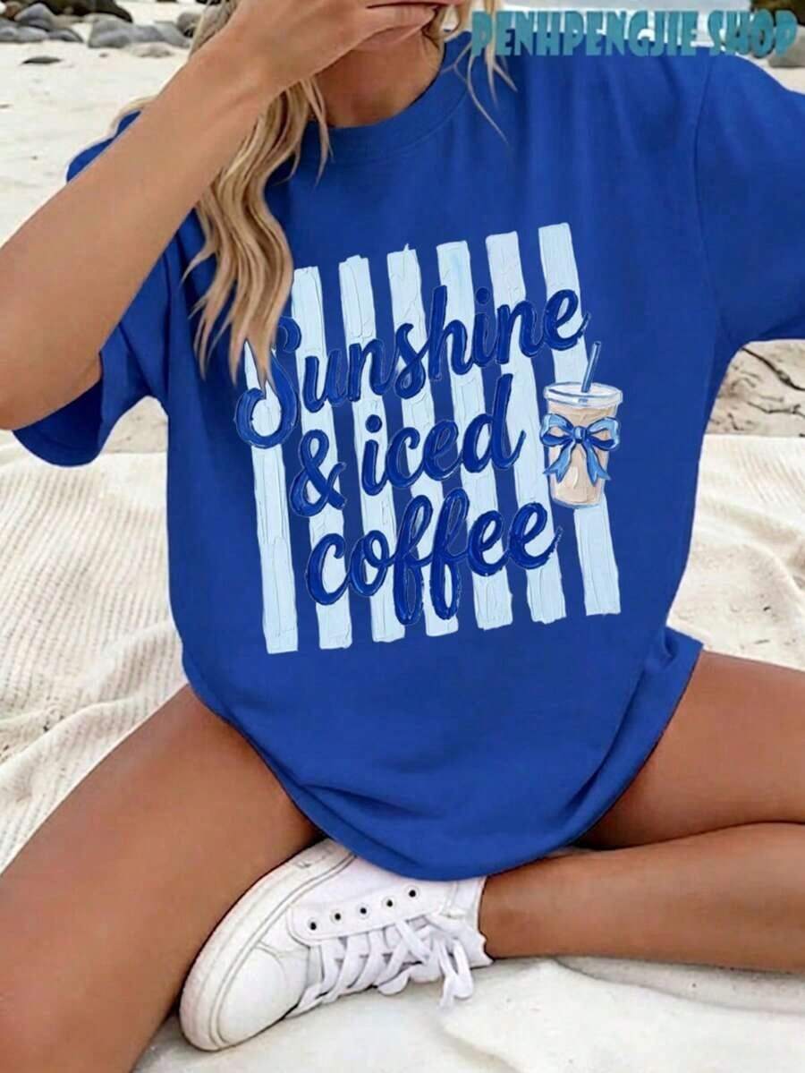 Tropicoqueta OutfitsFort Worth, Texas East. 1849 Cowboy Horse Desert Landscape Graphic T-Shirt - Casual Crew Neck Cotton Tees, Summer Breathable, Per - 藍色5 - 查看 1