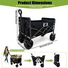 Nuevo carrito portátil para camping, carrito de jardín todoterreno, carrito multiusos de uso pesado, carrito plegable de gran capacidad, ideal para camping, jardinería, la playa, compras y uso diario al aire libre - Negro - 325 libras - Ver 2