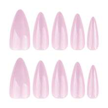 24pcs French Cat Eye Pink Floral Rhinestone Almond Nails + 1pc Jelly Gel + 1pc Nail Buffer - Multicolor - View 5