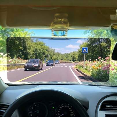 Dual-Purpose Day And Night Car Sun Visor, 2-In-1 Car Anti-Glare Goggles, Suitable For Day And Night Use - Anti-Glare Polarized Windshield Sunshade With UV Protection, Made Of Sturdy ABS Material, Easy Clip-On Installation