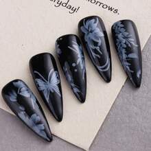 10 Rolls/Box White Floral Butterfly Nail Transfer Foil Set, Elegant Romantic White Ink Wash Style Flower Nail Art Transfer Paper, Perfect For Nude And French Manicure, Suitable For Women And Girls To Use On Dates, Weddings And Parties - White - View 5